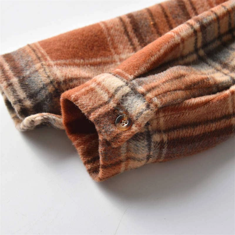 Kids Jimmy Plaid Brushed Shirt Jacket in Brown