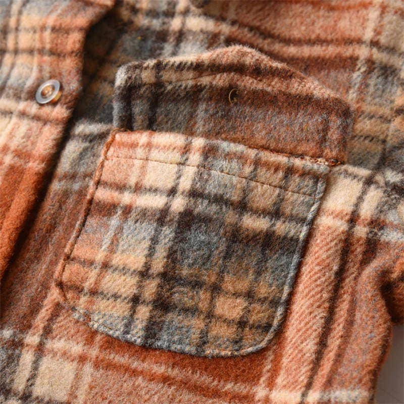 Kids Jimmy Plaid Brushed Shirt Jacket in Brown