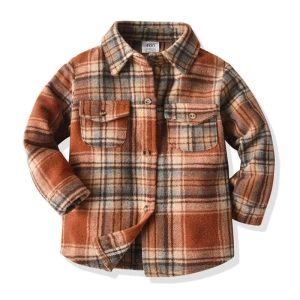 Kids Jimmy Plaid Brushed Shirt Jacket in Brown