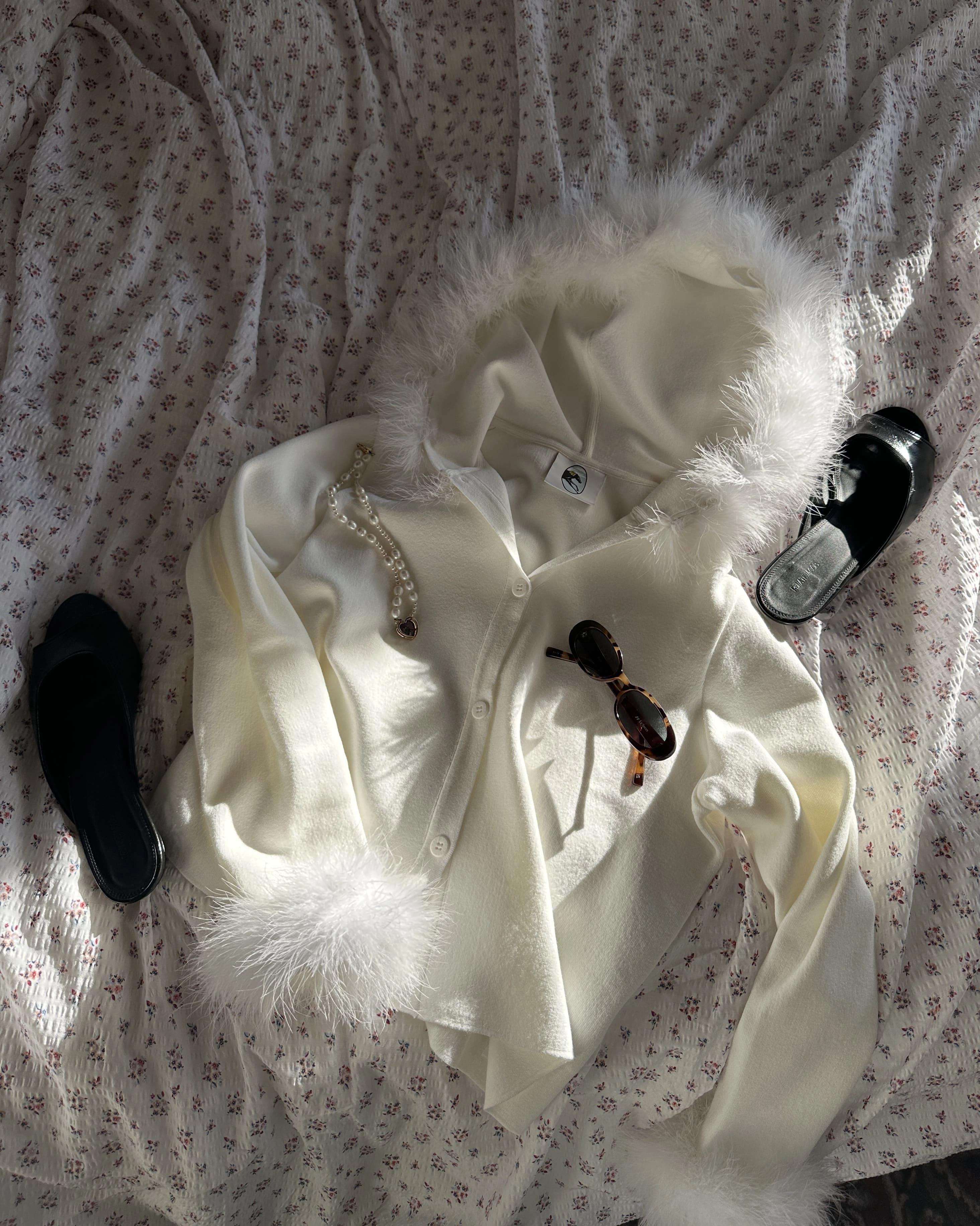 Kylie Hooded Cardigan in White