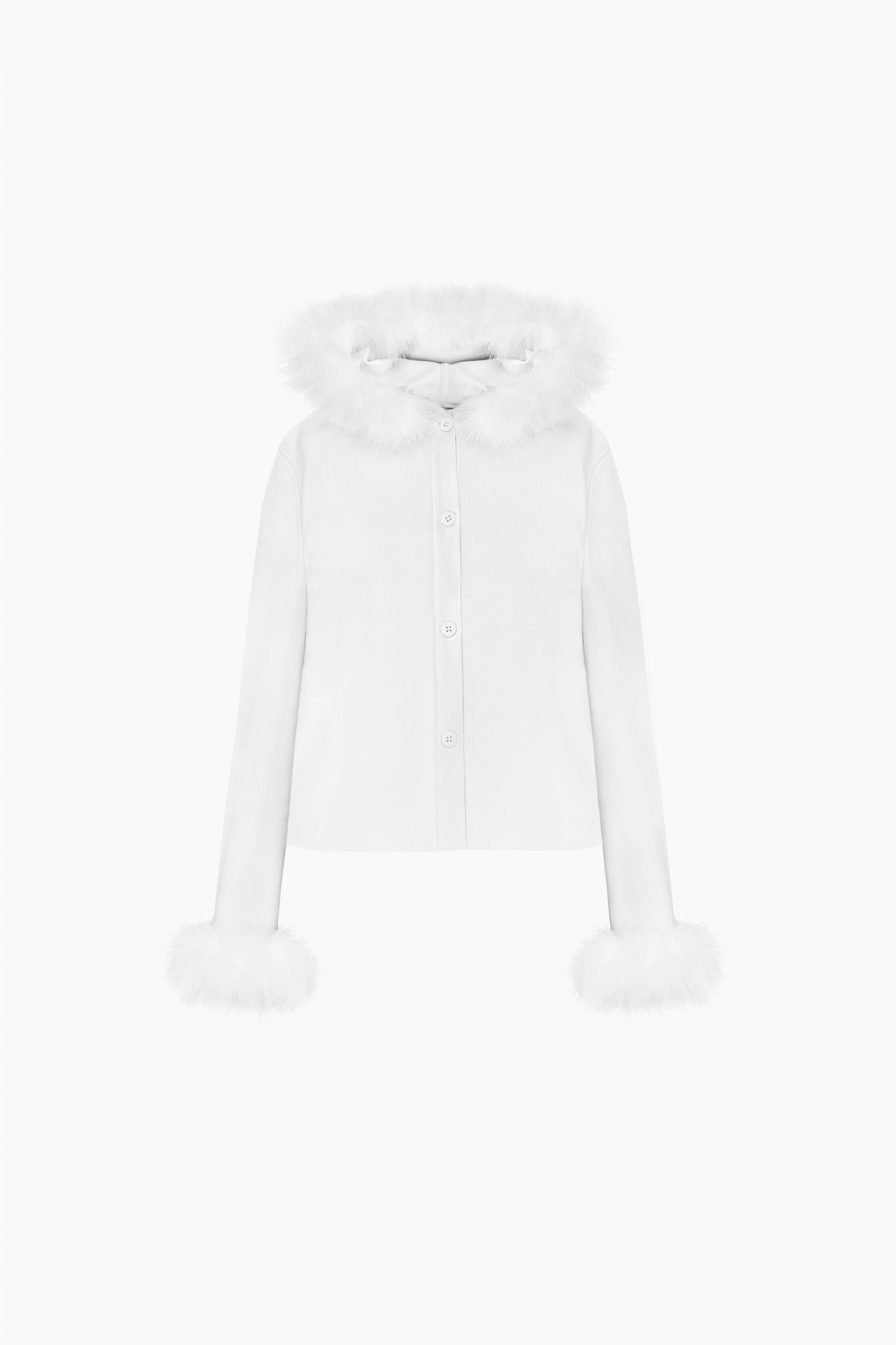 Kylie Hooded Cardigan in White