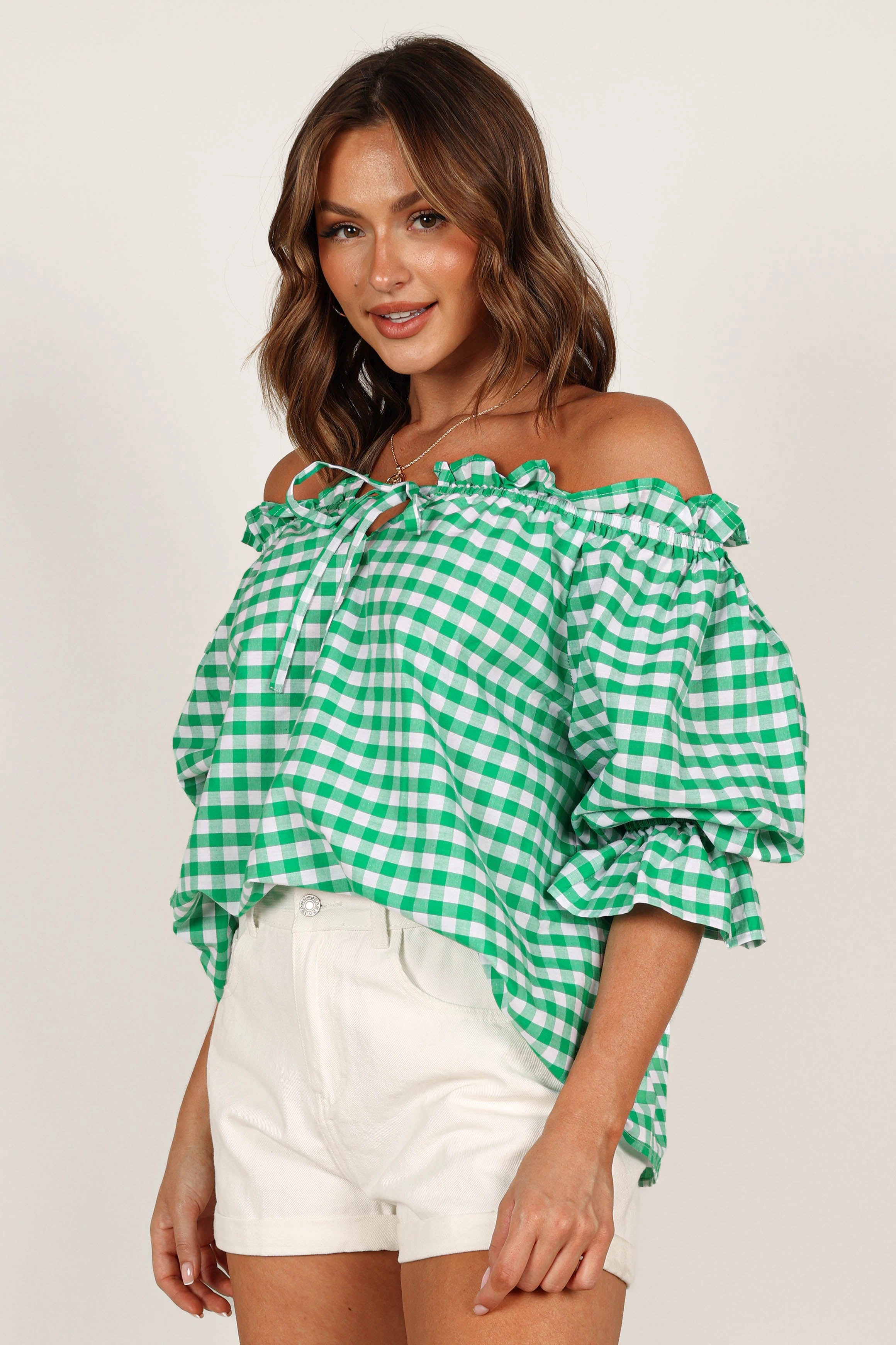Leesa Off Shoulder Top - Green