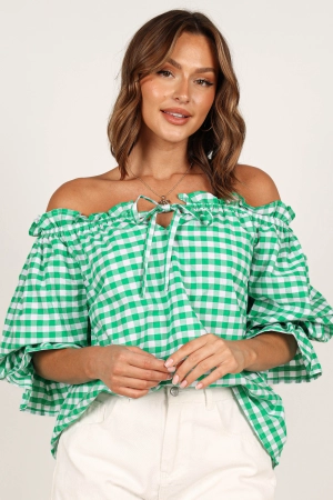 Leesa Off Shoulder Top - Green