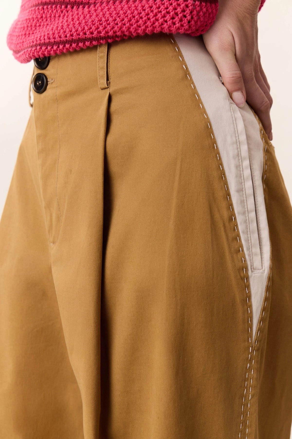 Leon & Harper Pippa Beige Two-Toned Trousers