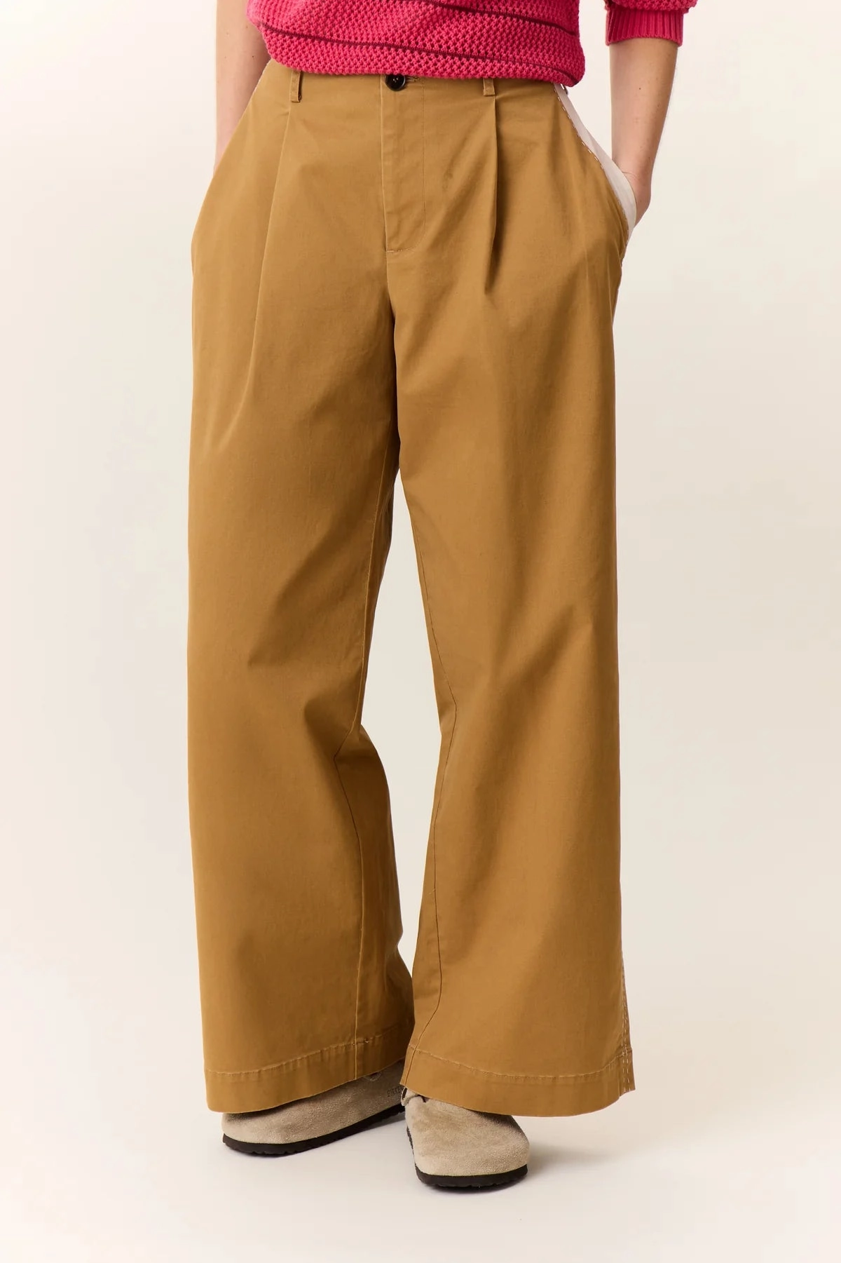 Leon & Harper Pippa Beige Two-Toned Trousers