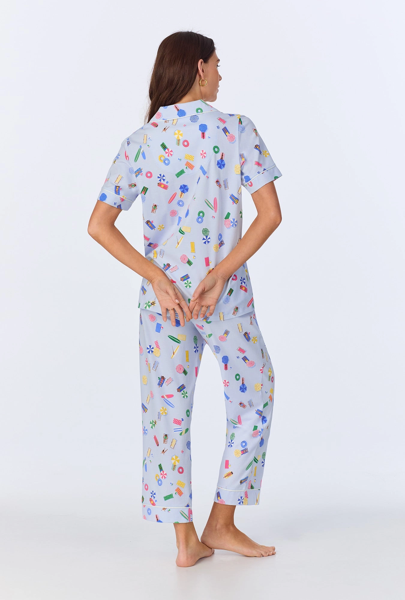 Lifes A Beach Short Sleeve Classic Stretch Jersey Cropped PJ Set