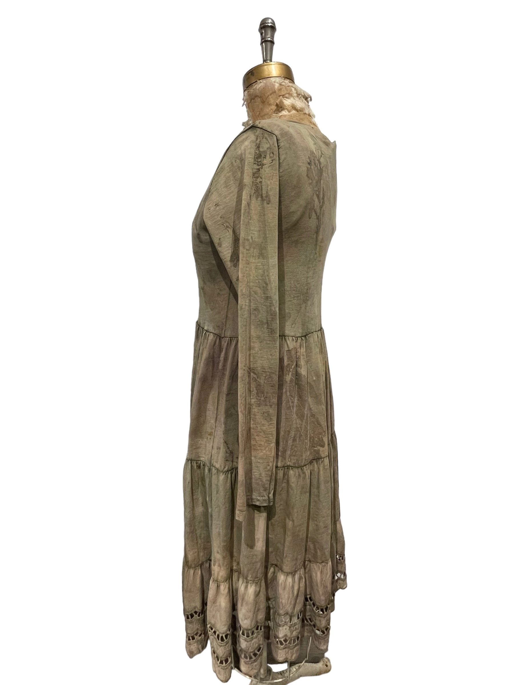 Long Sleeve ecodyed and indigo cotton dress