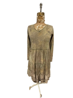 Long Sleeve ecodyed and indigo cotton dress