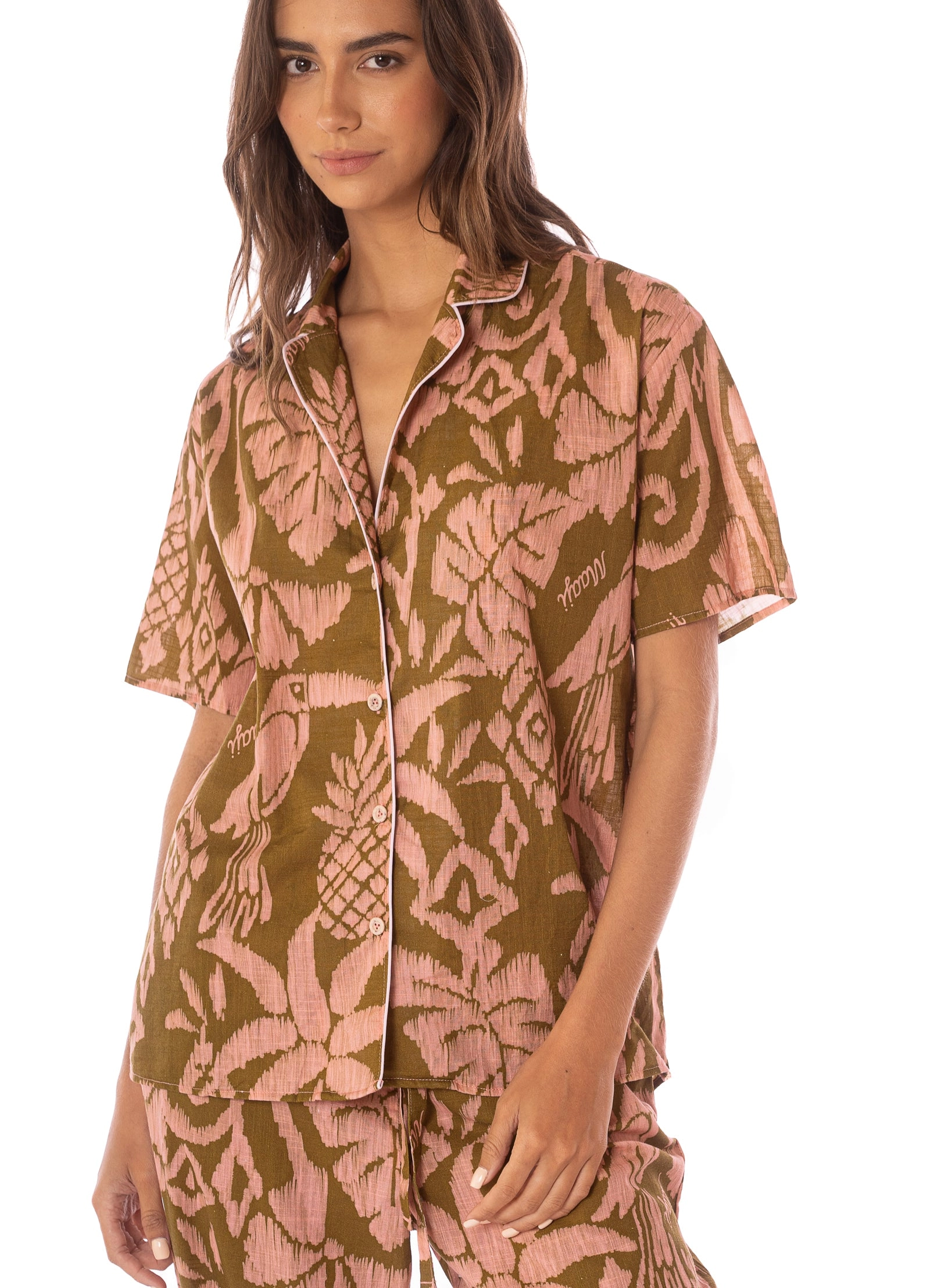 Maaji Batik Jungle Kameli Short Sleeve Pant Set