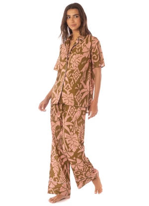 Maaji Batik Jungle Kameli Short Sleeve Pant Set