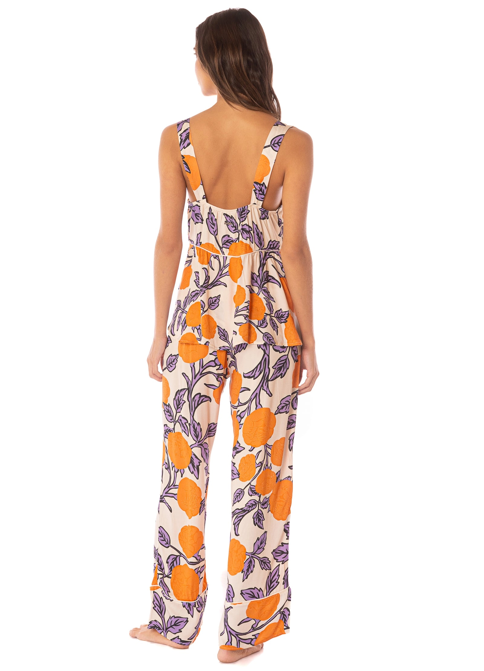Maaji Western Orange Flower Owl Sleeveless Pant Set