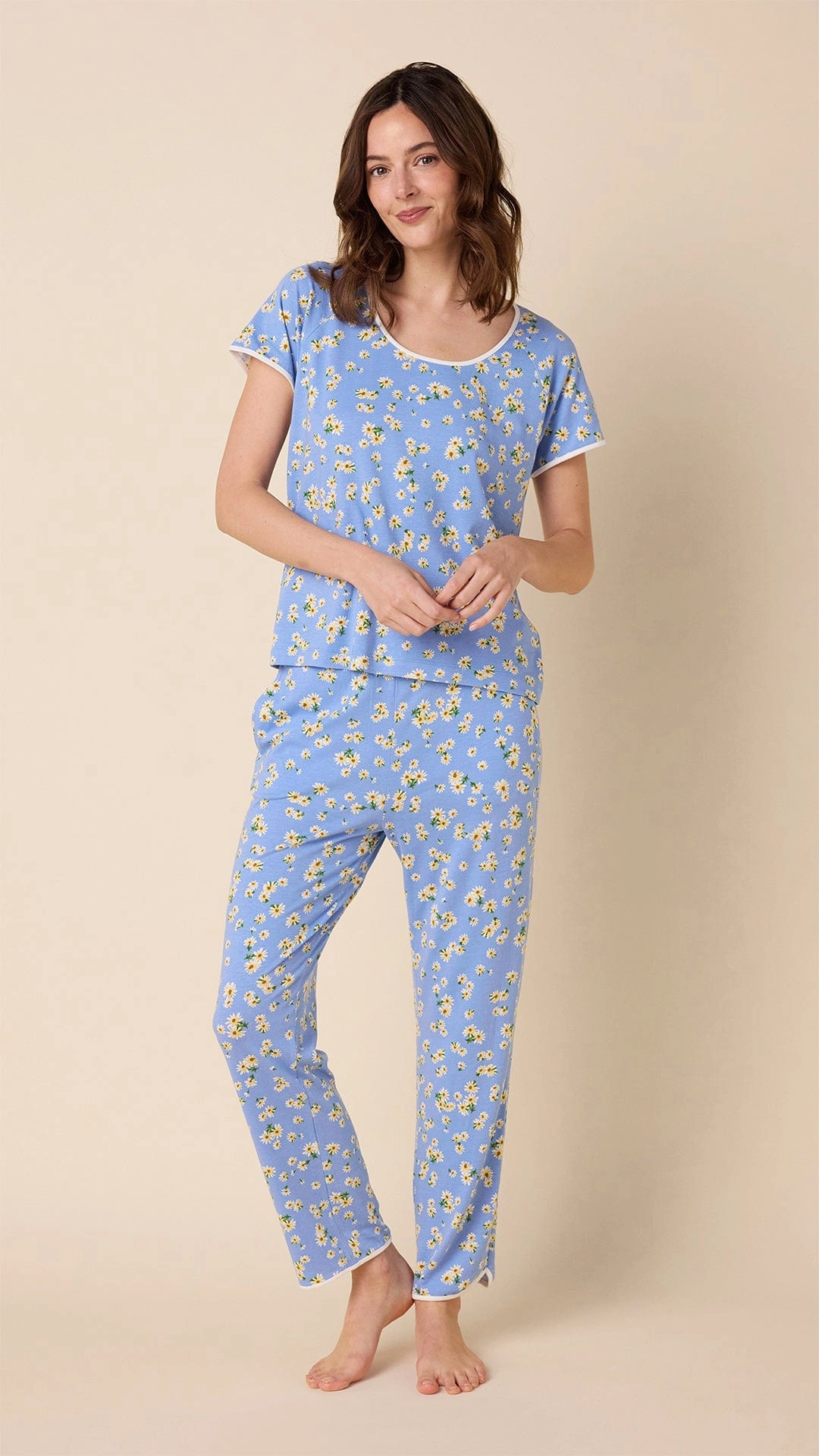 Marguerite Pima Knit Short-Sleeved Simple Set