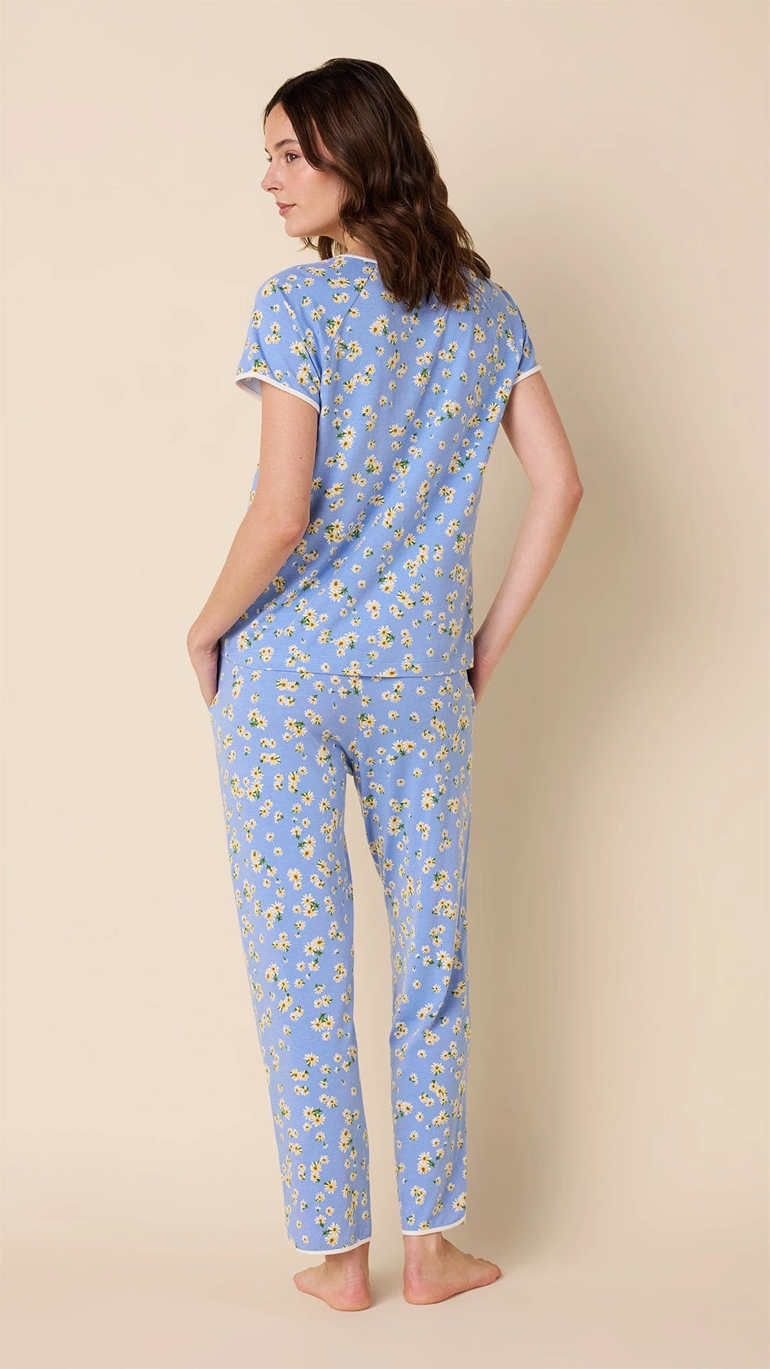 Marguerite Pima Knit Short-Sleeved Simple Set