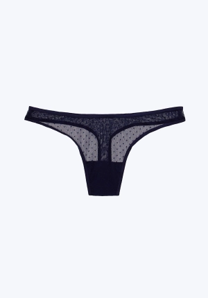 Mariko Thong in Navy Swiss Dot