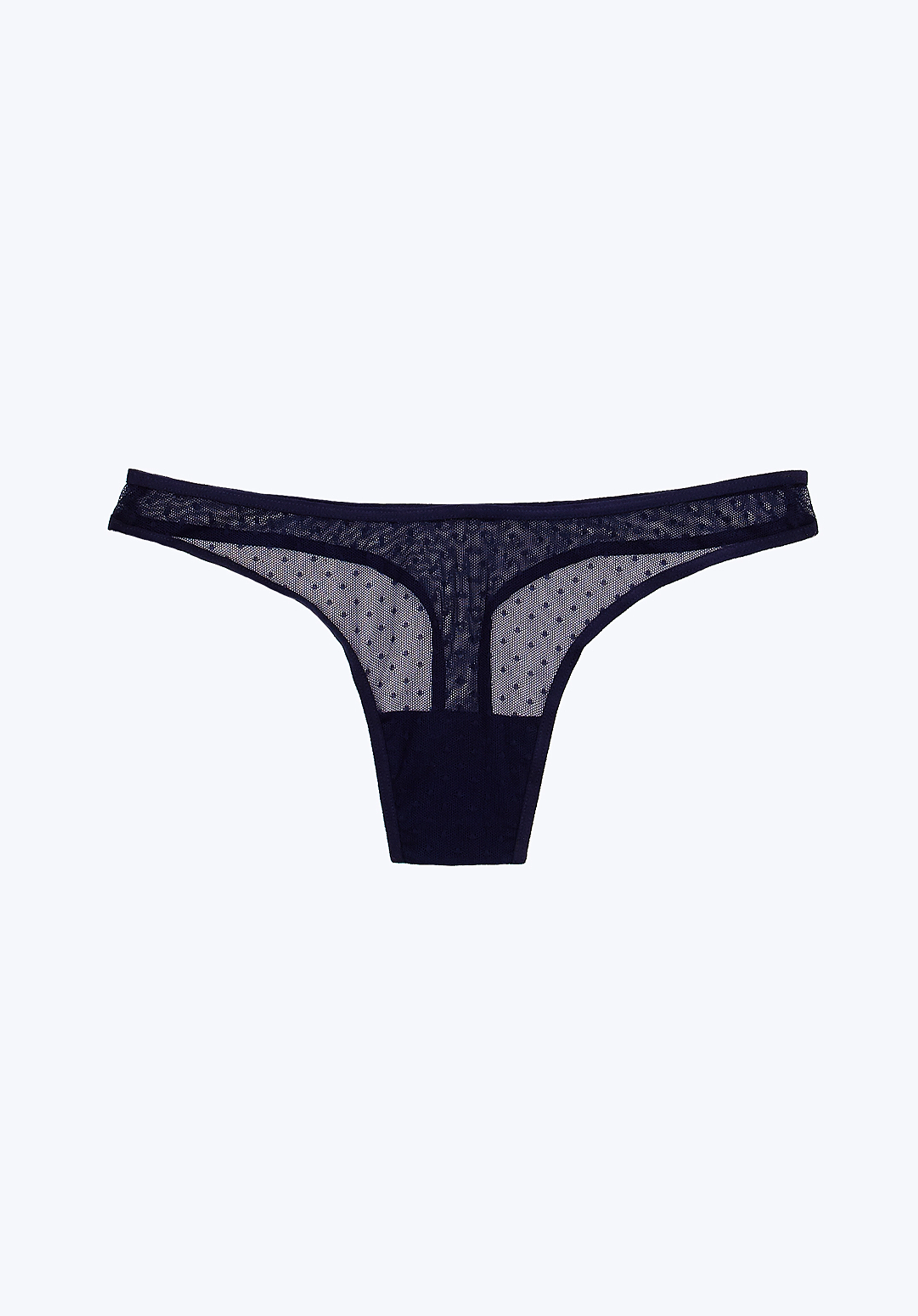 Mariko Thong in Navy Swiss Dot