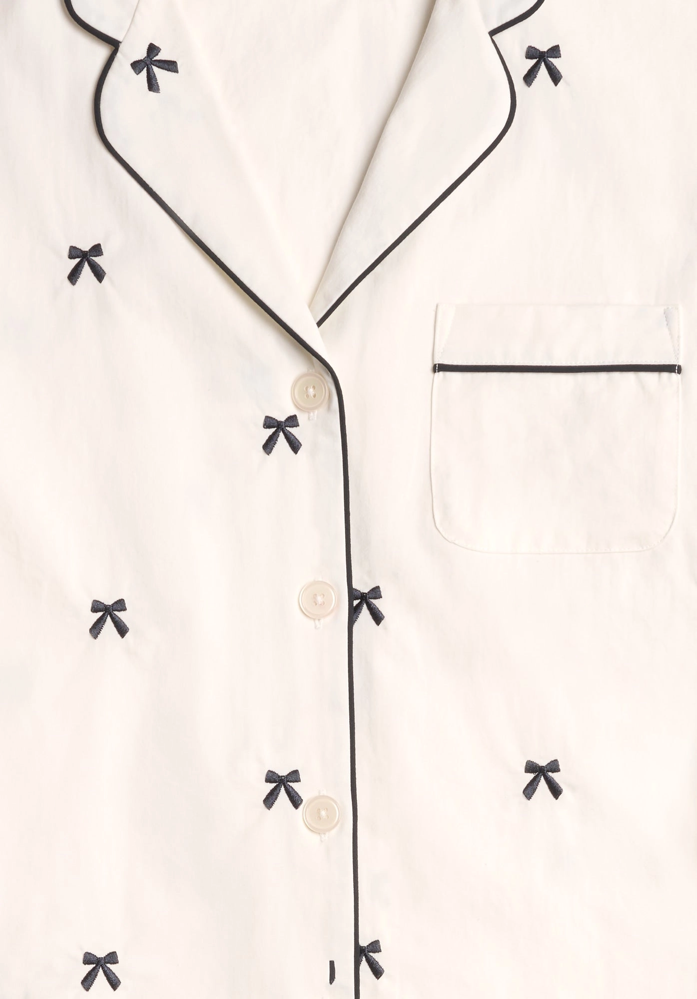 Marina Pajama Set in Navy Embroidered Bows