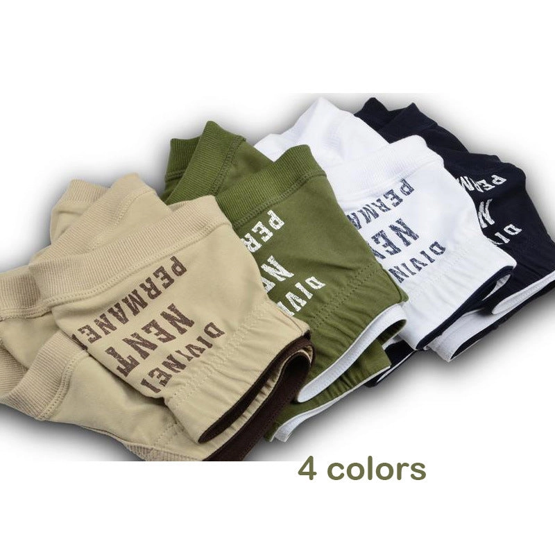 Men cotton boxer shorts with closed cuffs low waist stylish solid color U convex design