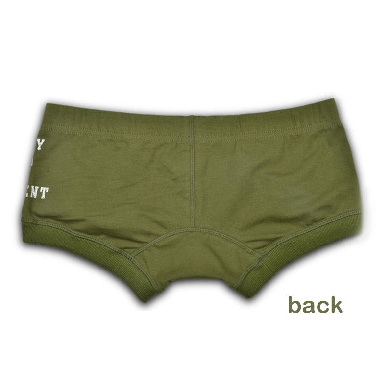 Men cotton boxer shorts with closed cuffs low waist stylish solid color U convex design