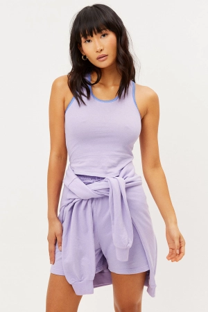 Messman Ribbed High Neck Tank - Lilac