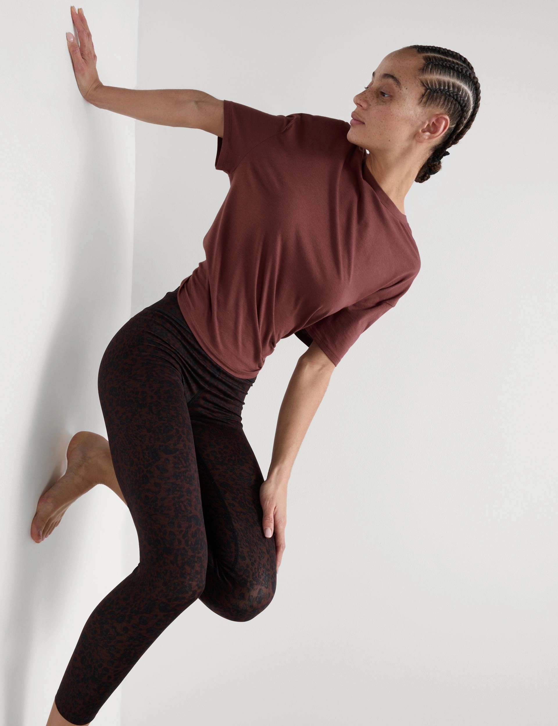 Modal Blend Lightweight Tie Back T-Shirt - Dark Taupe