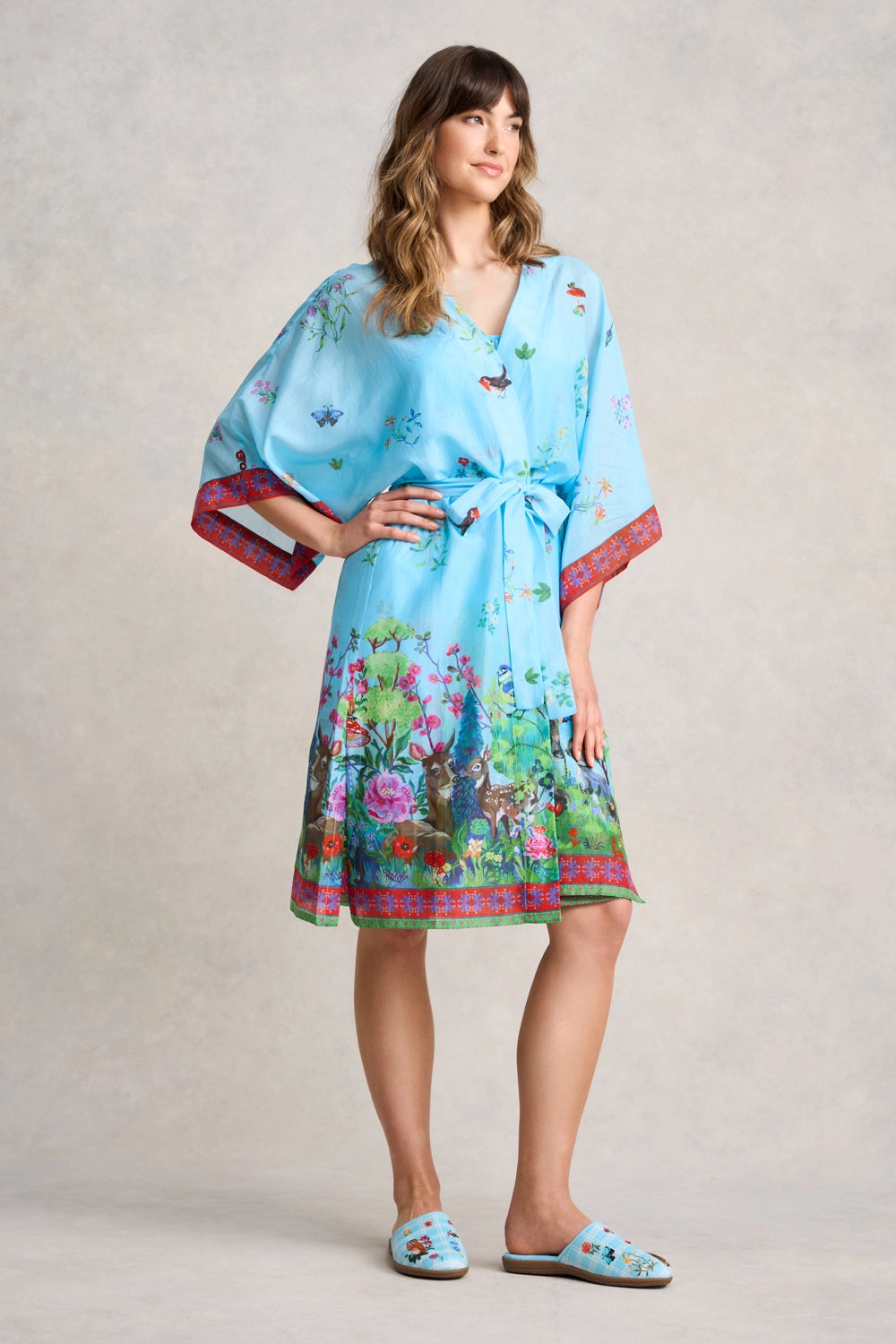 Nathalie Lété Cotton Silk Kimono - Summer Forest Print