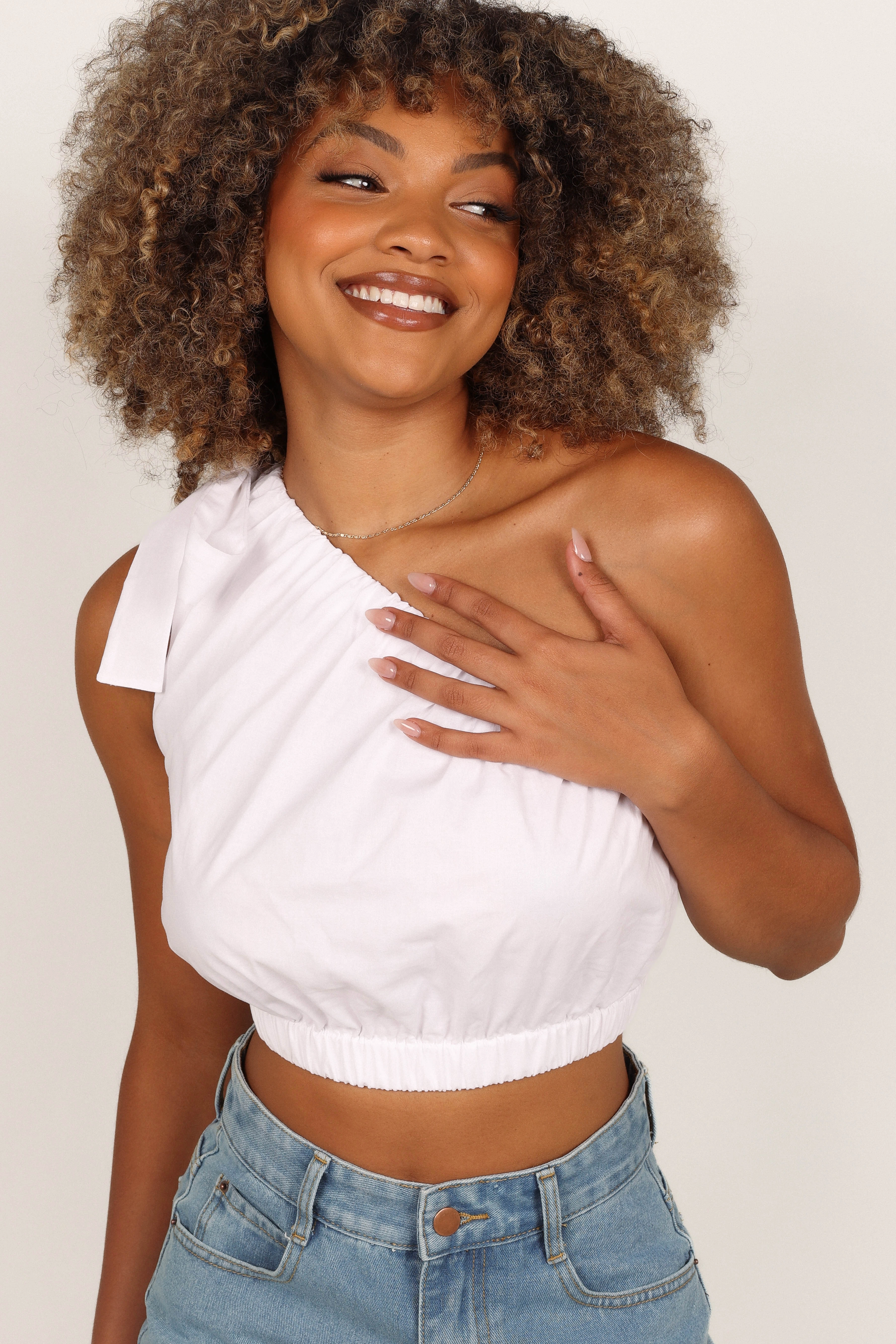 Nelly One Shoulder Top - White