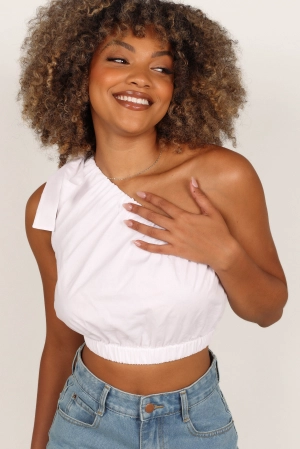 Nelly One Shoulder Top - White