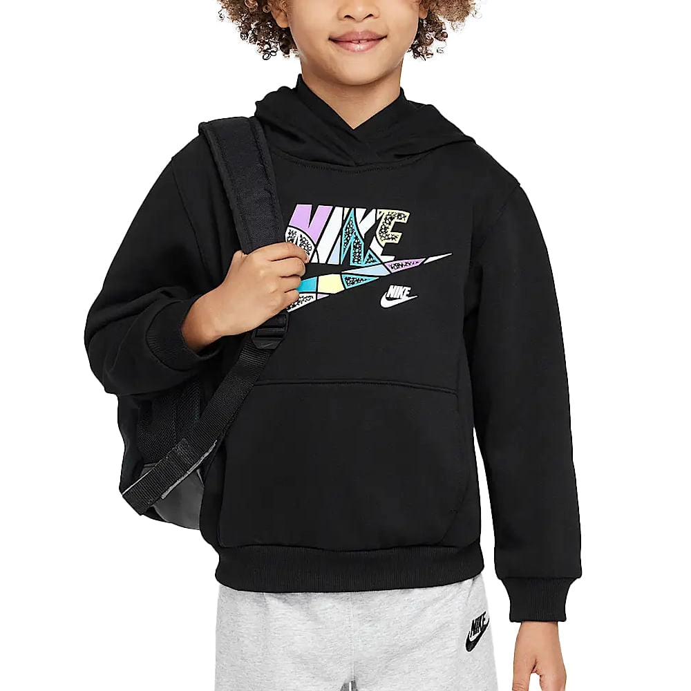NIKE KID'S OUTSIDE THE LINE FRENCH TERRY BLACK HOODIE