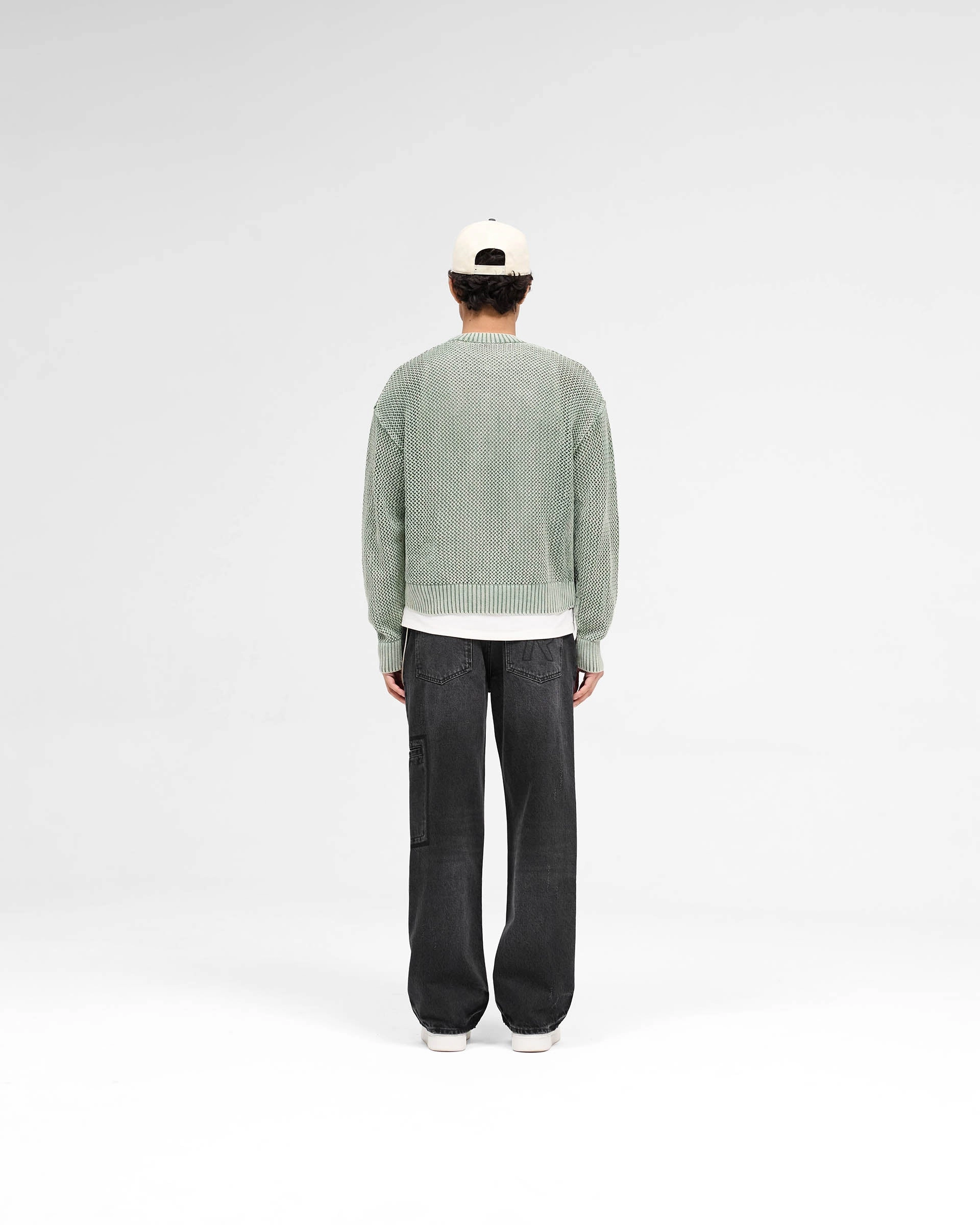 Open Gauge Knit Sweater - Forest Green