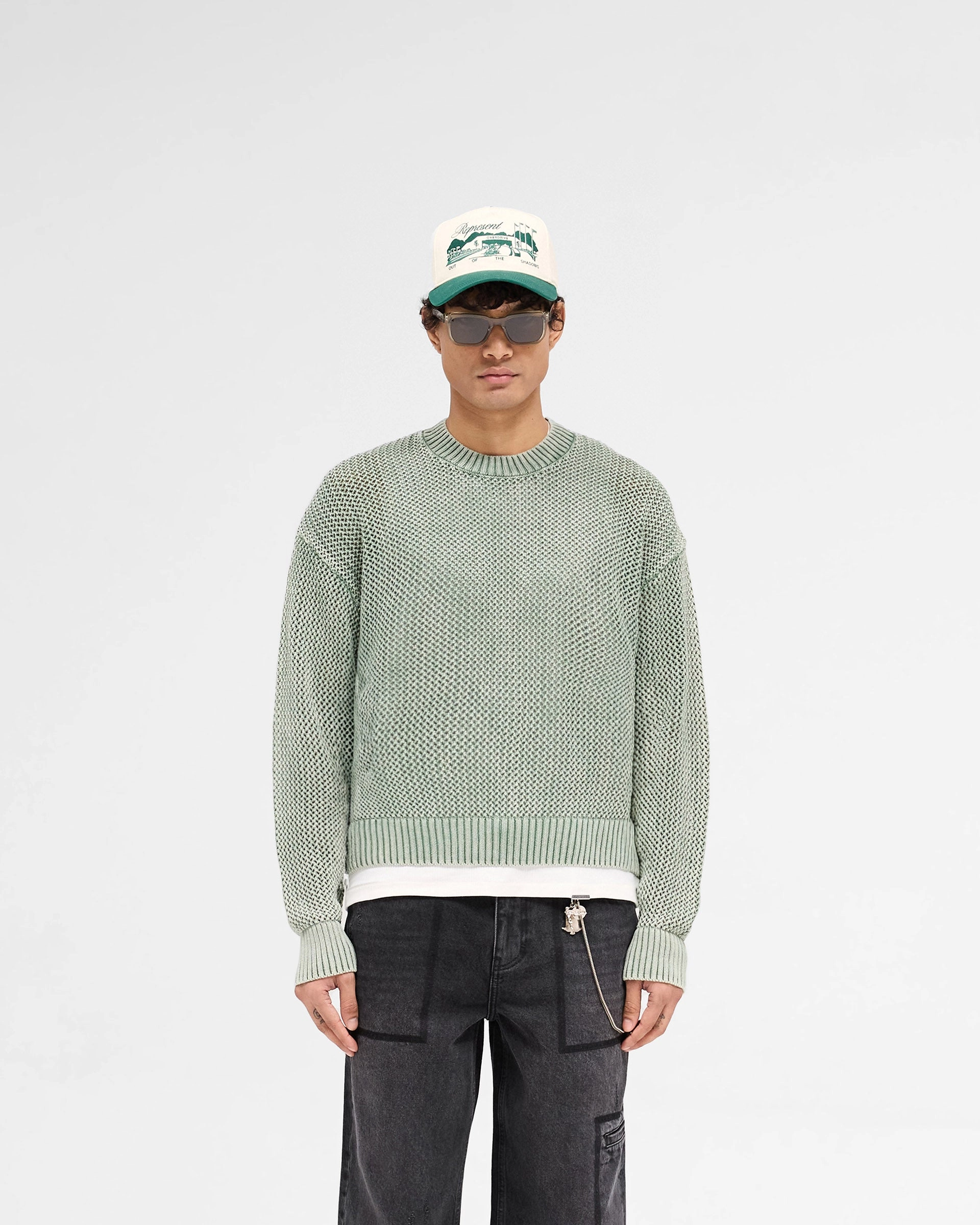 Open Gauge Knit Sweater - Forest Green