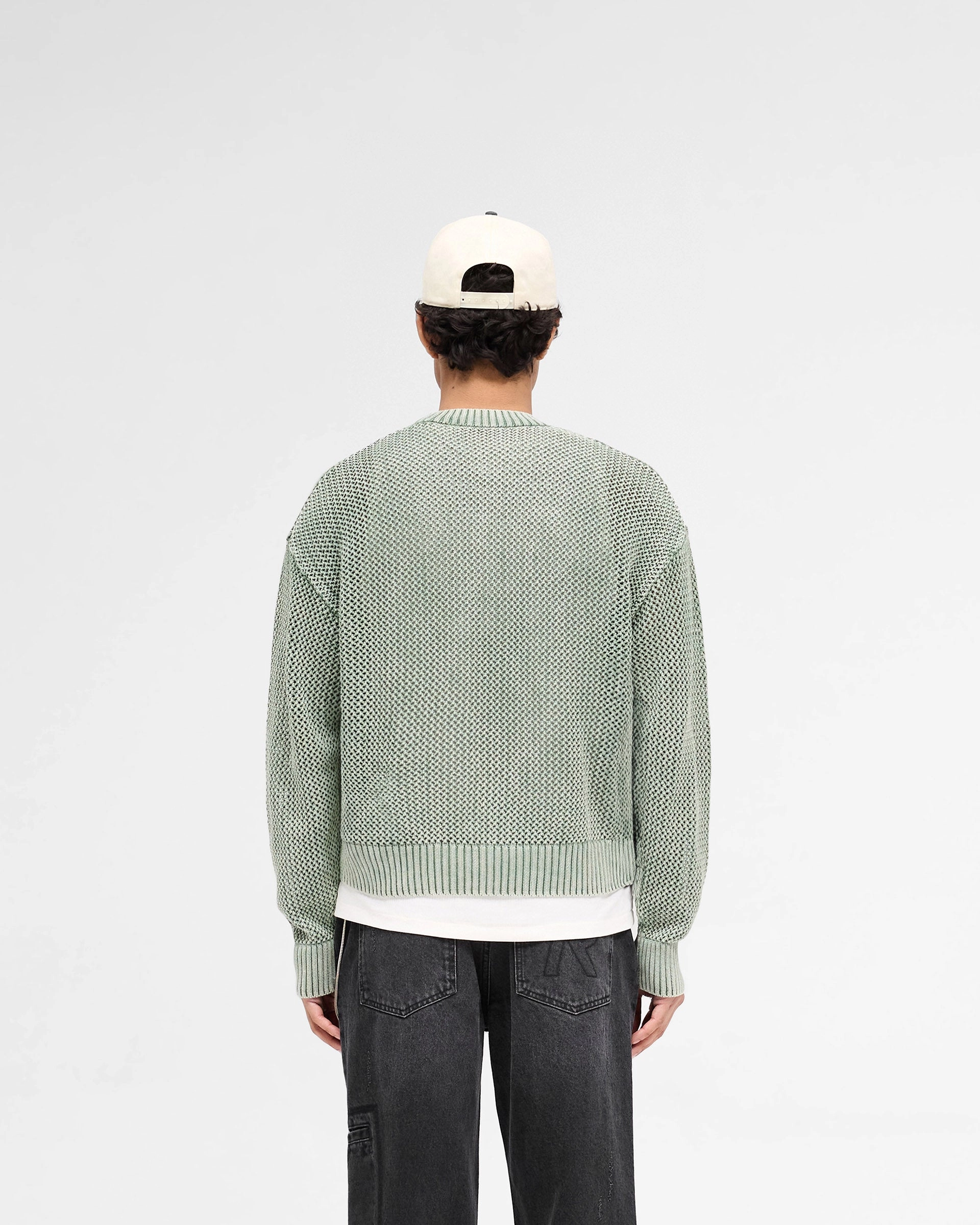 Open Gauge Knit Sweater - Forest Green