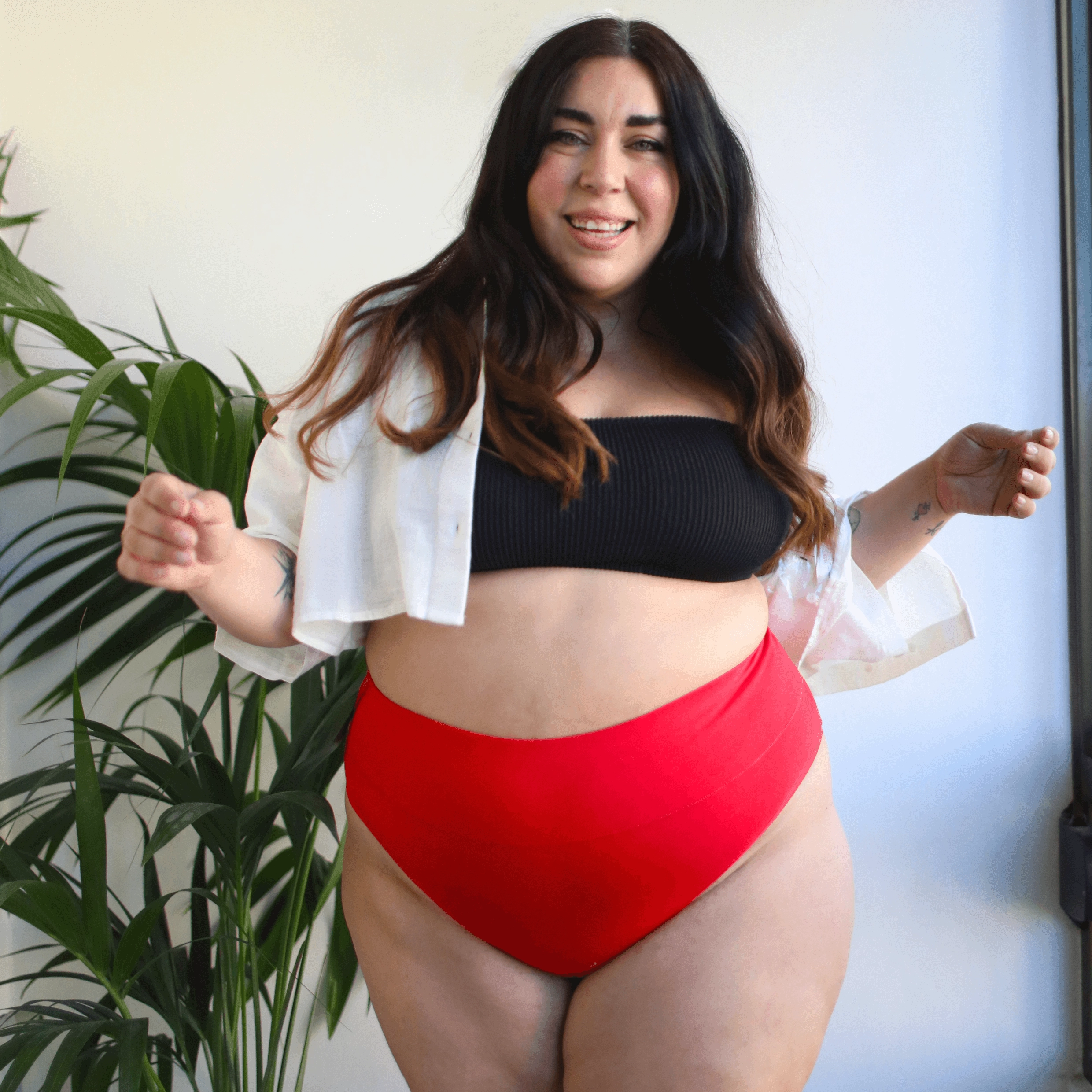 Organic Cotton Cheeky High Leg Panties - Lobster