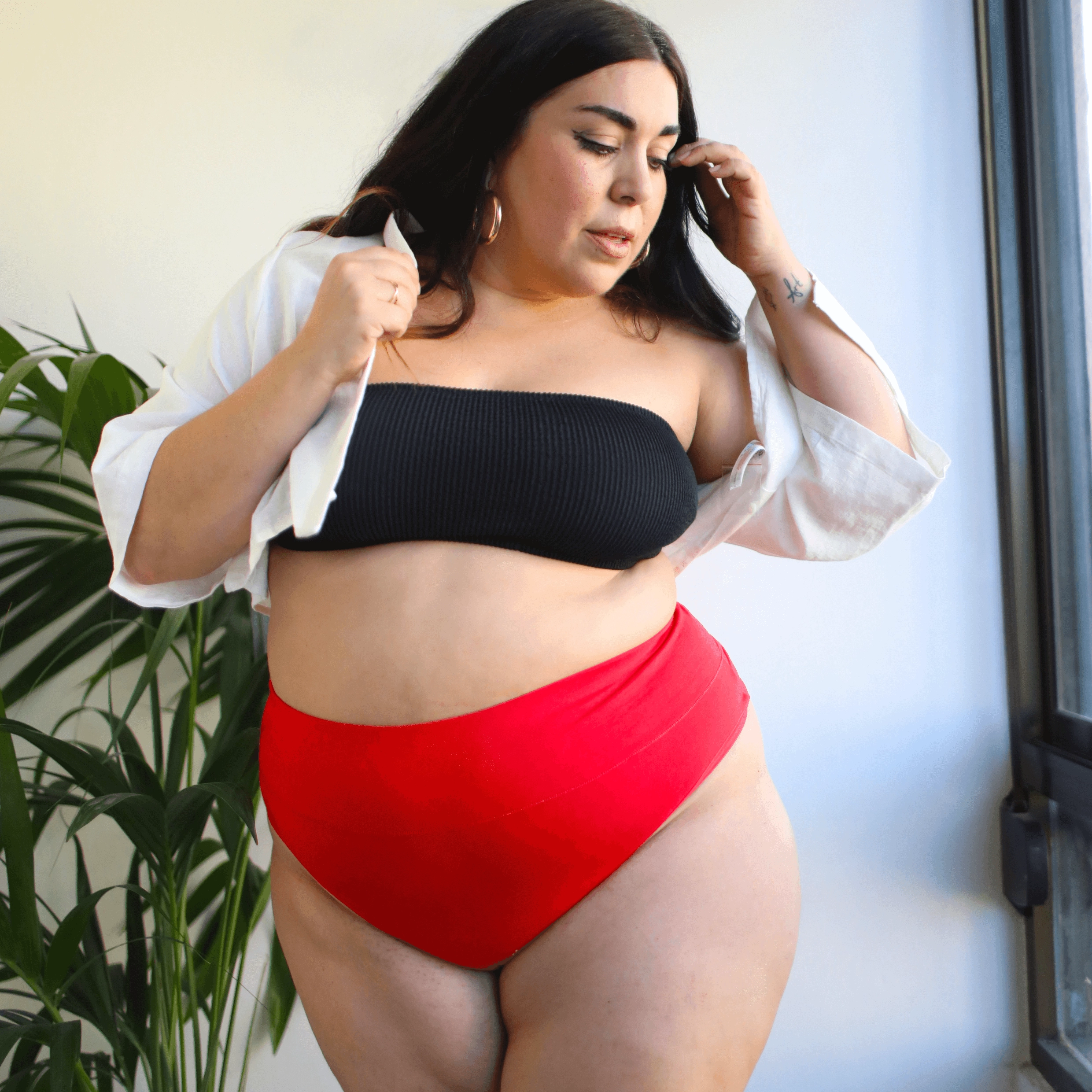 Organic Cotton Cheeky High Leg Panties - Lobster