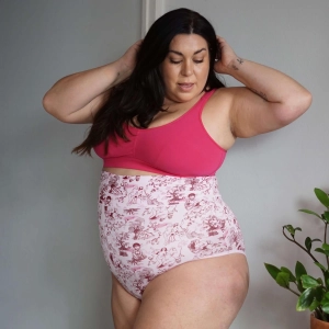 Organic Cotton Super High Waist Panties - Passion au Jardin - L'Amour Rose
