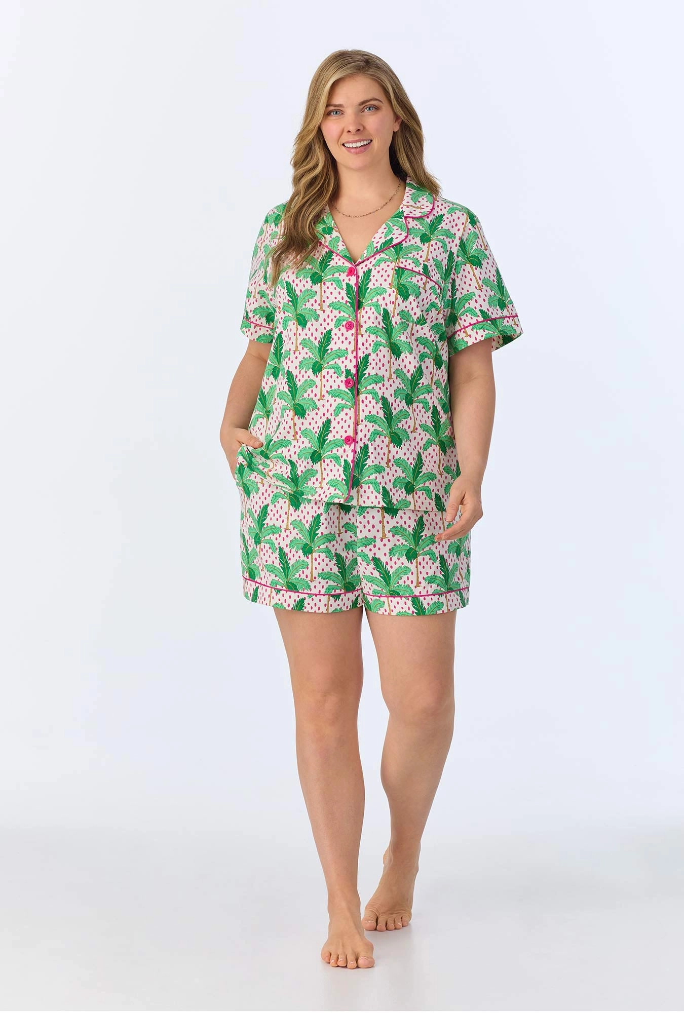 Palm Point Short Sleeve Classic Shorty Stretch Jersey PJ Set