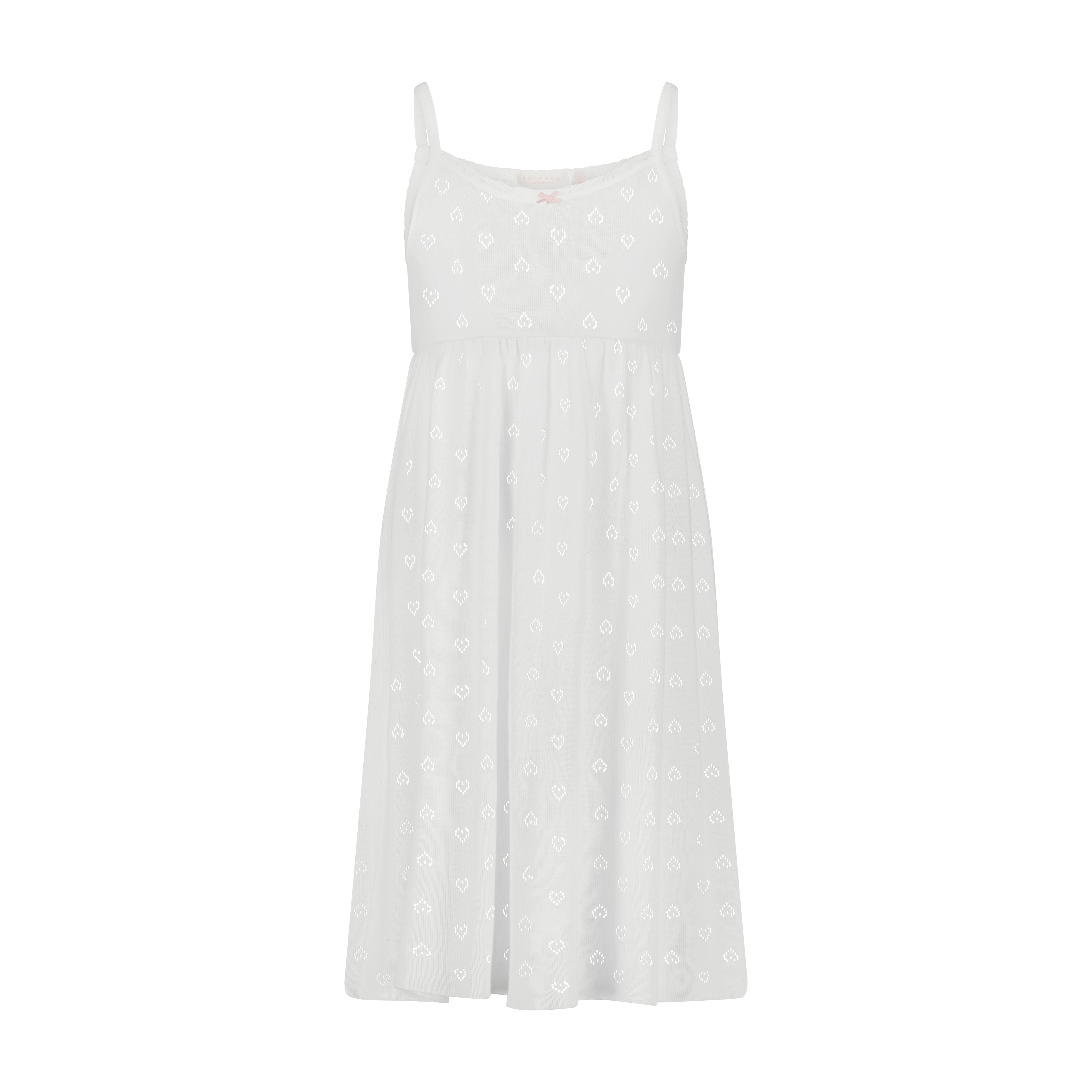 Polkadot GIRLS BABYDOLL GOWN Pearl White Vintage Hearts -Restocked