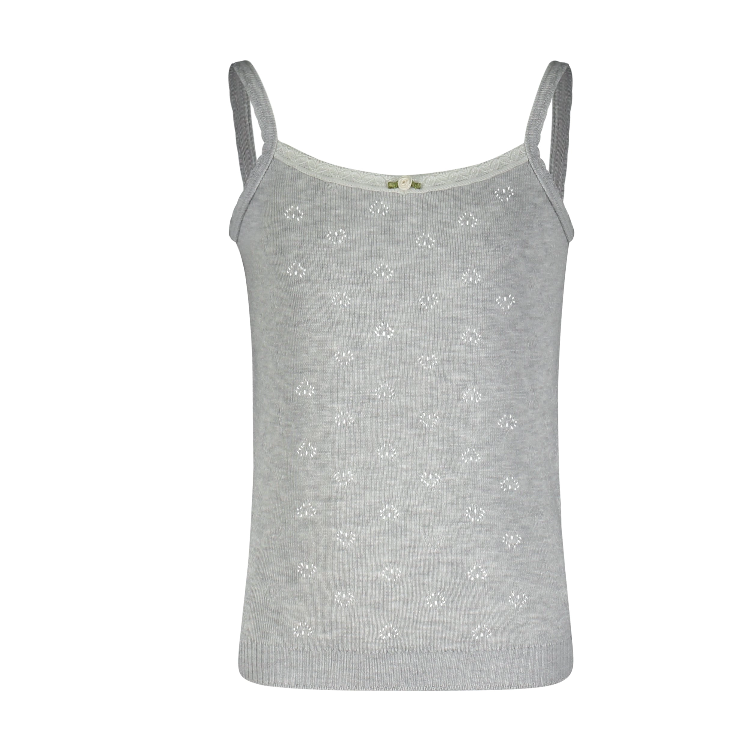 Polkadot GIRLS Camisole  Heather Grey Hearts w Lace