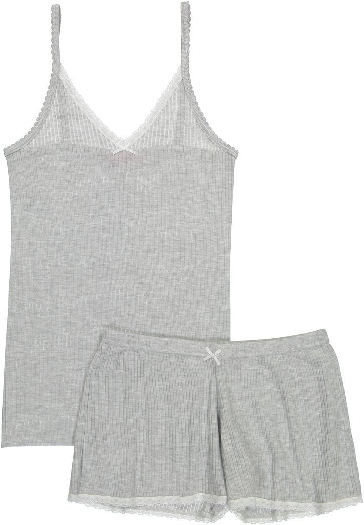 Polkadot Rib Short Heather Grey w lace