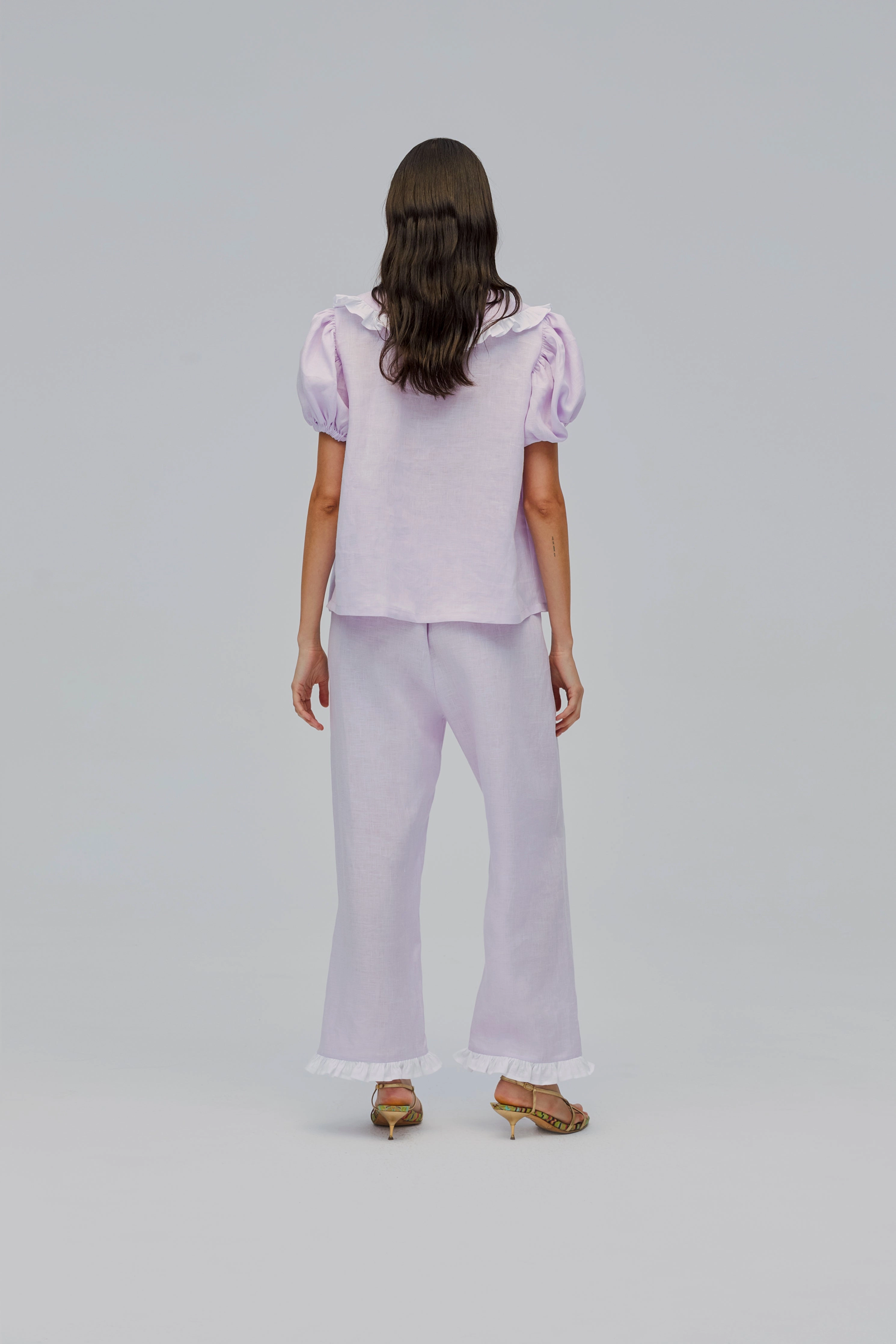 Puff Linen Lounge Pants in Lavender