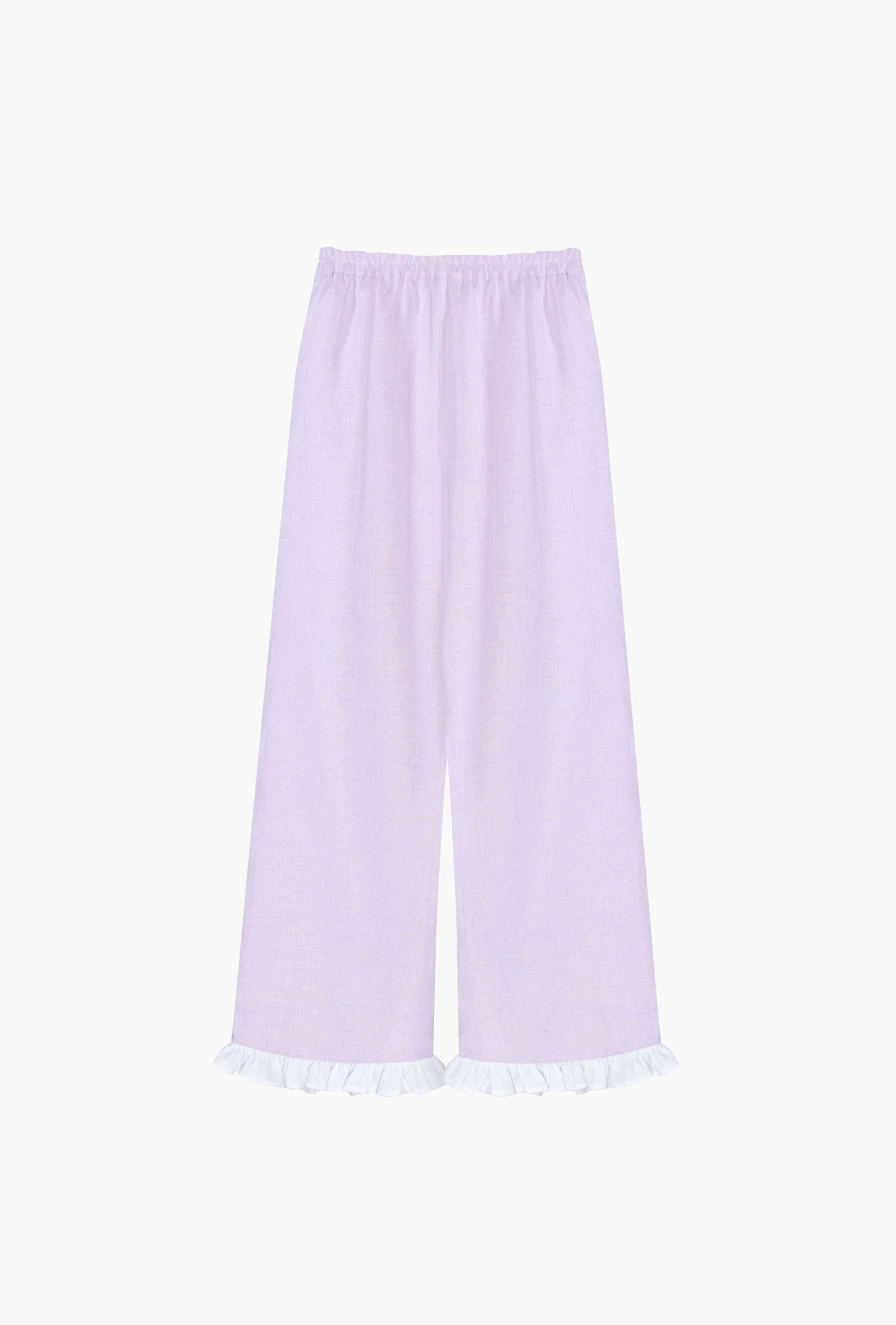Puff Linen Lounge Pants in Lavender