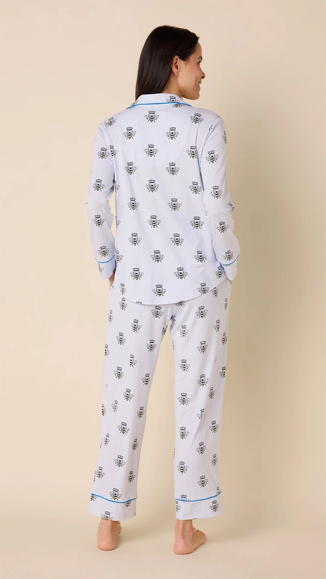 Queen Bee Blue Pima Knit Pajama