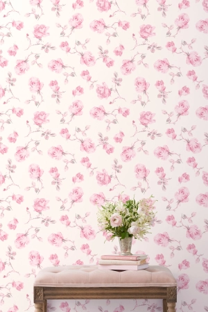 Ribbon Rosa Chateau Rose Standard Wallpaper