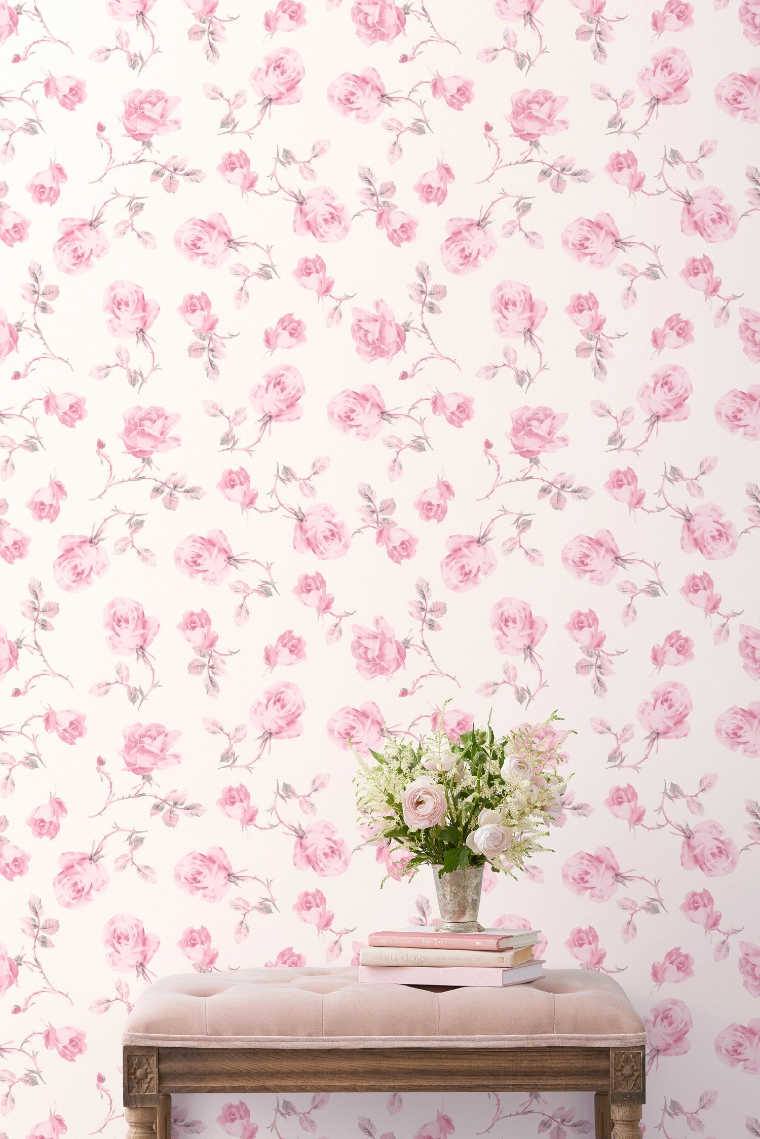 Ribbon Rosa Chateau Rose Standard Wallpaper