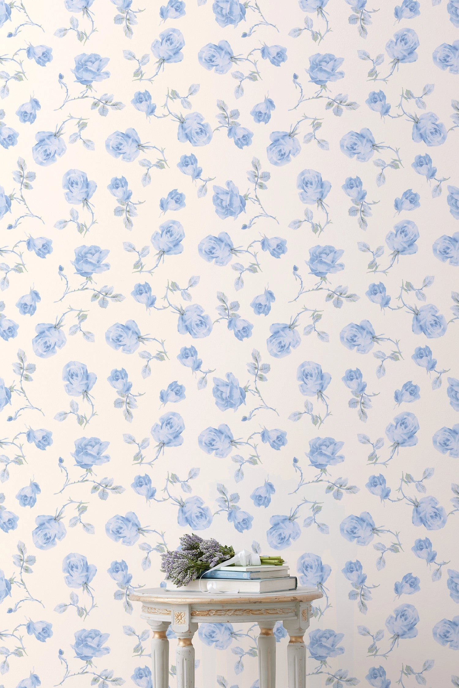 Ribbon Rosa French Blue Standard Wallpaper