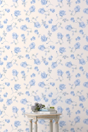 Ribbon Rosa French Blue Standard Wallpaper