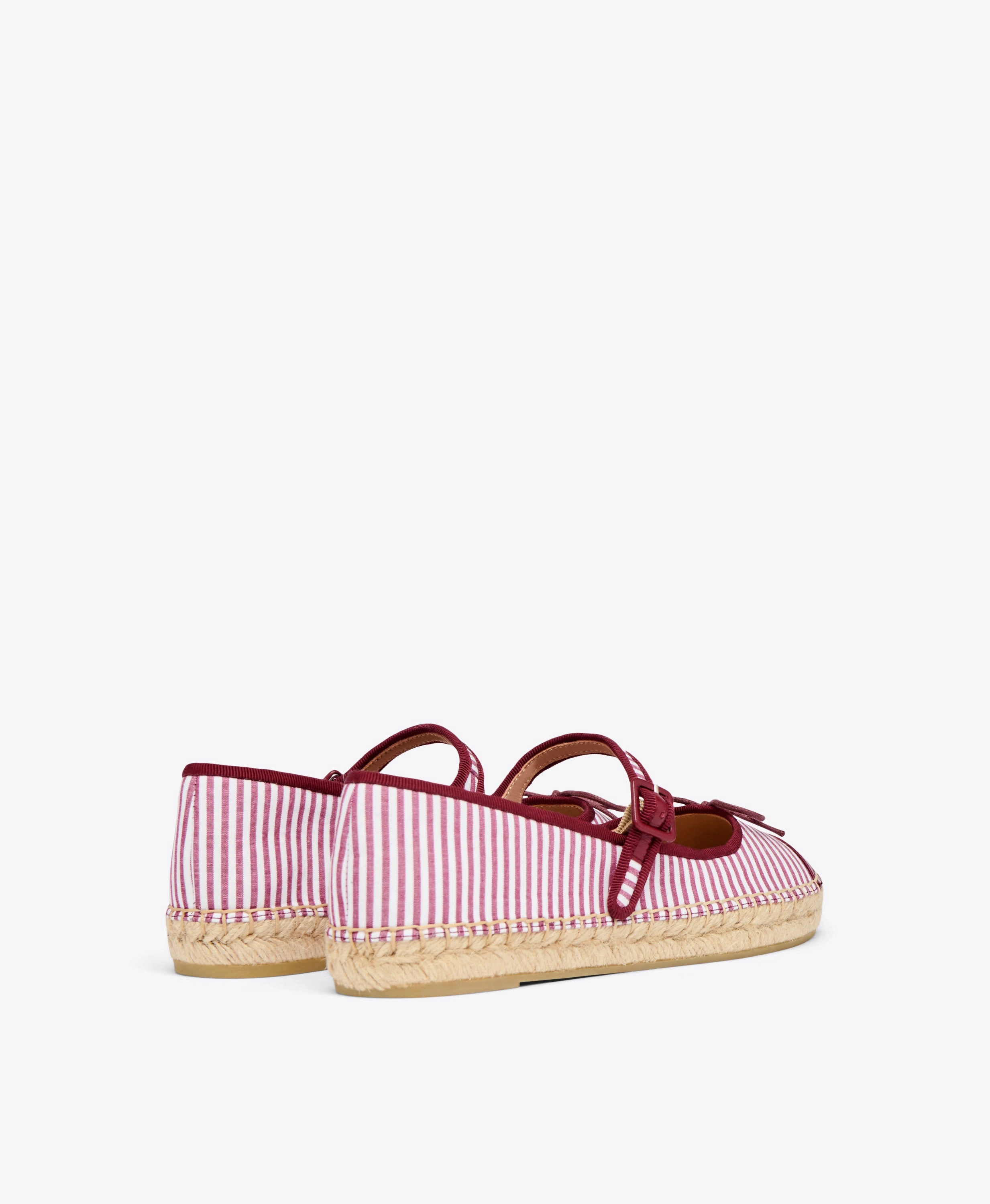 Saffron Red Striped Cotton Flat Pumps
