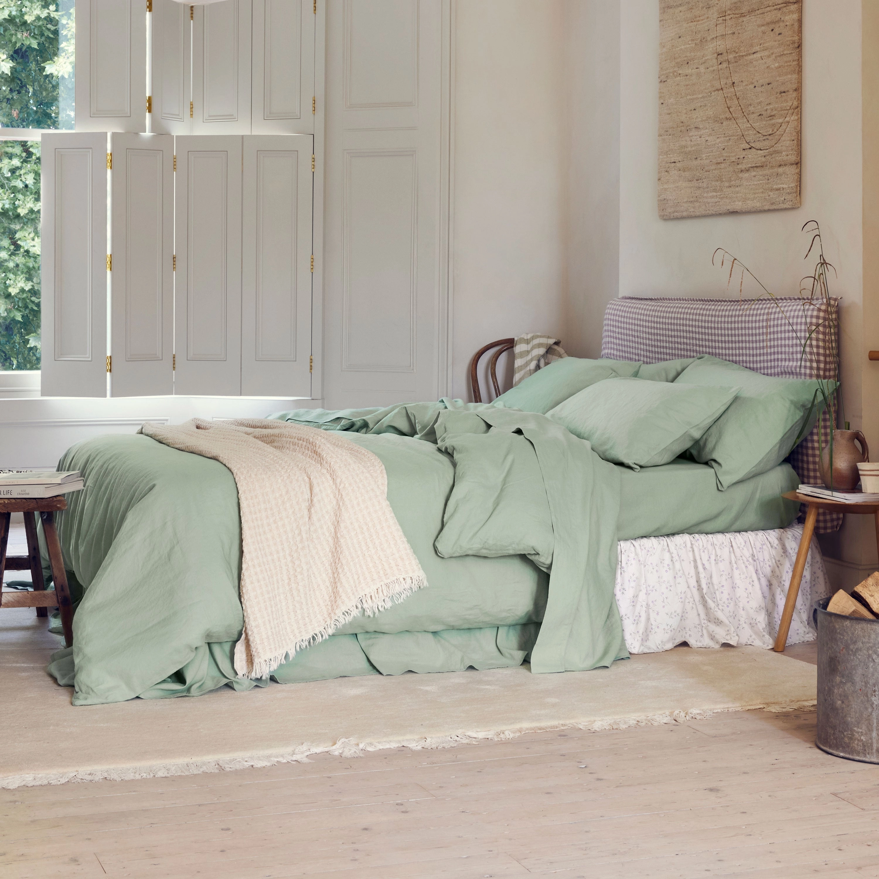 Sage Green 100% Linen Duvet Cover