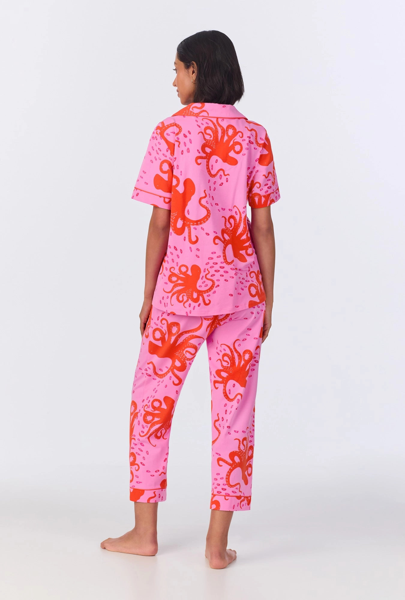Sea Dreamers Short Sleeve Classic Stretch Jersey Cropped PJ Set