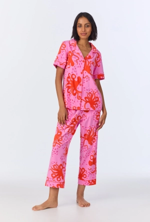Sea Dreamers Short Sleeve Classic Stretch Jersey Cropped PJ Set