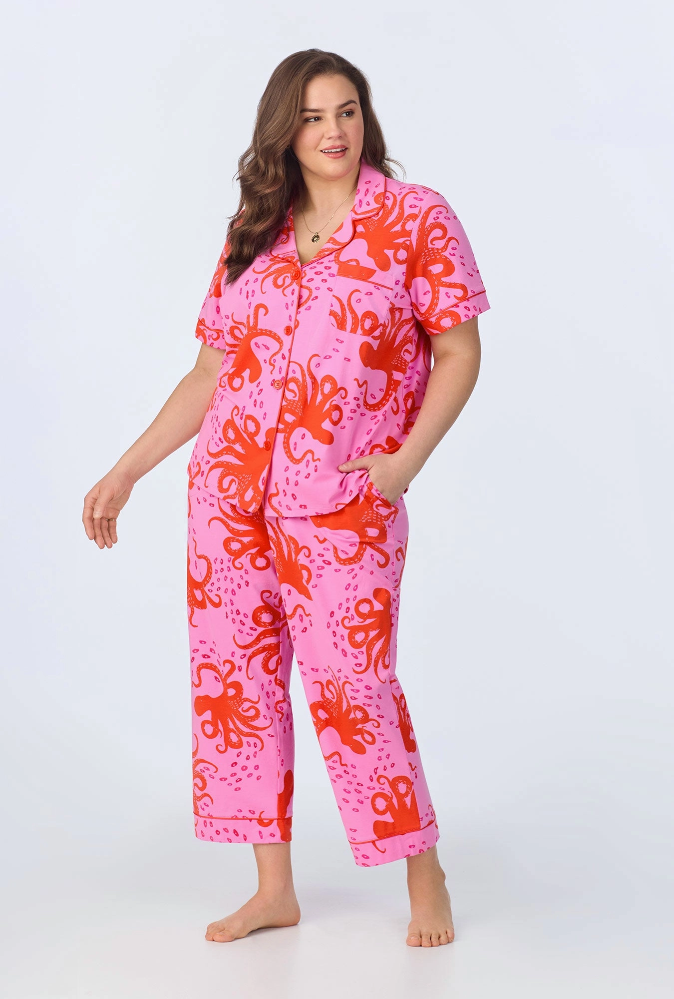 Sea Dreamers Short Sleeve Classic Stretch Jersey Cropped PJ Set